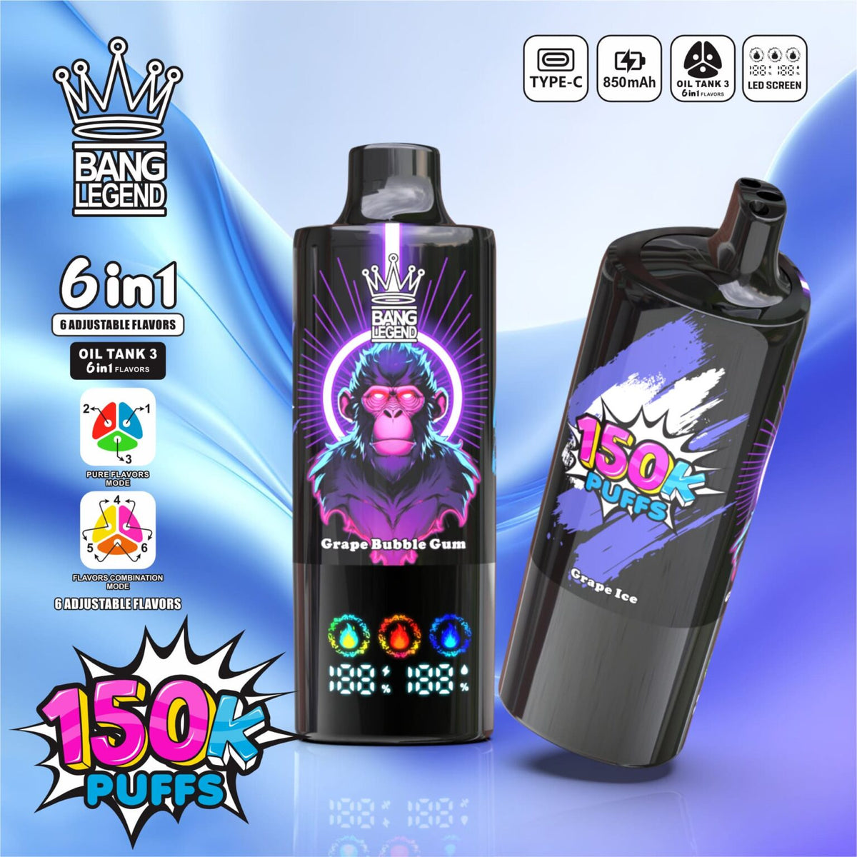 Bang Legend 150.000 150K Puffs 6-in-1 Einweg-Vape