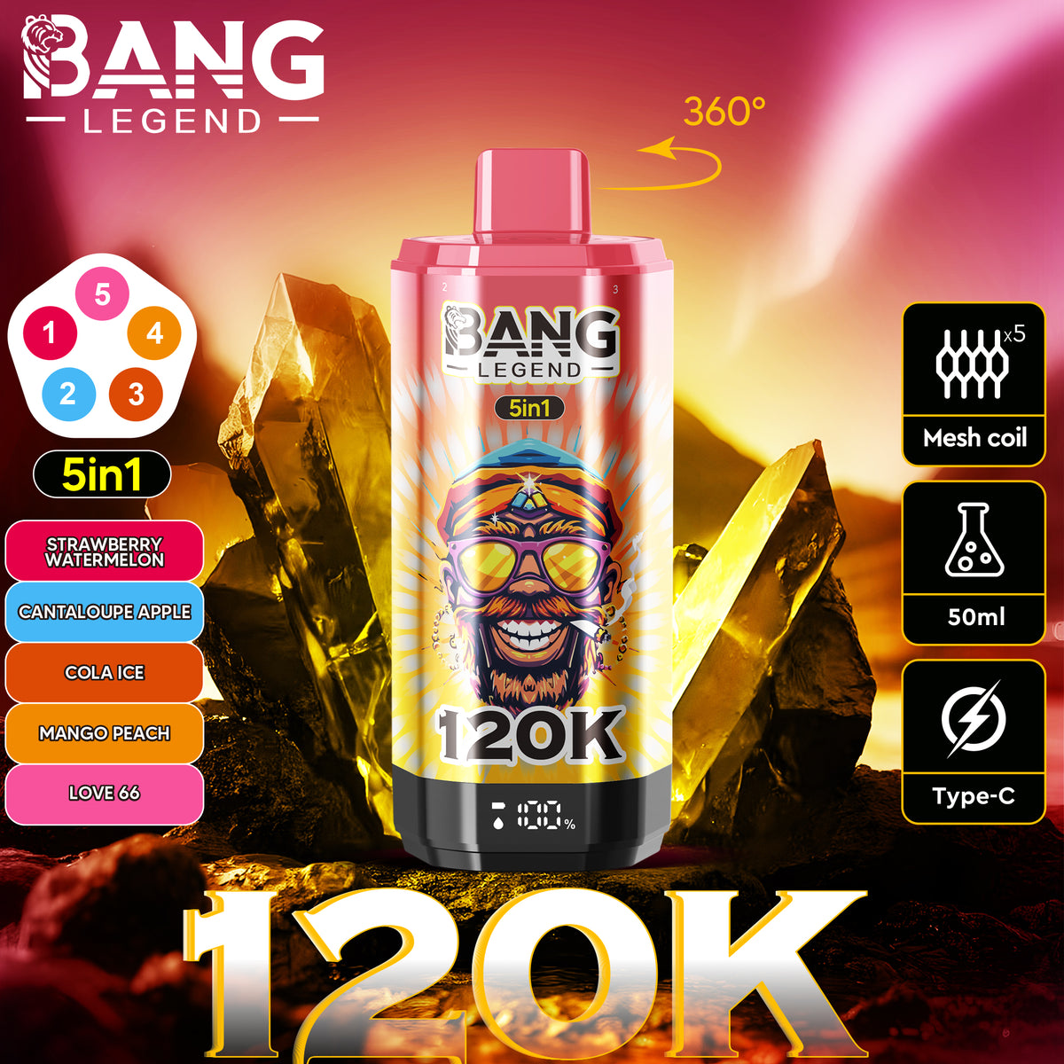 Bang Legend 120.000 120K Puffs 5-in-1 Einweg-Vape