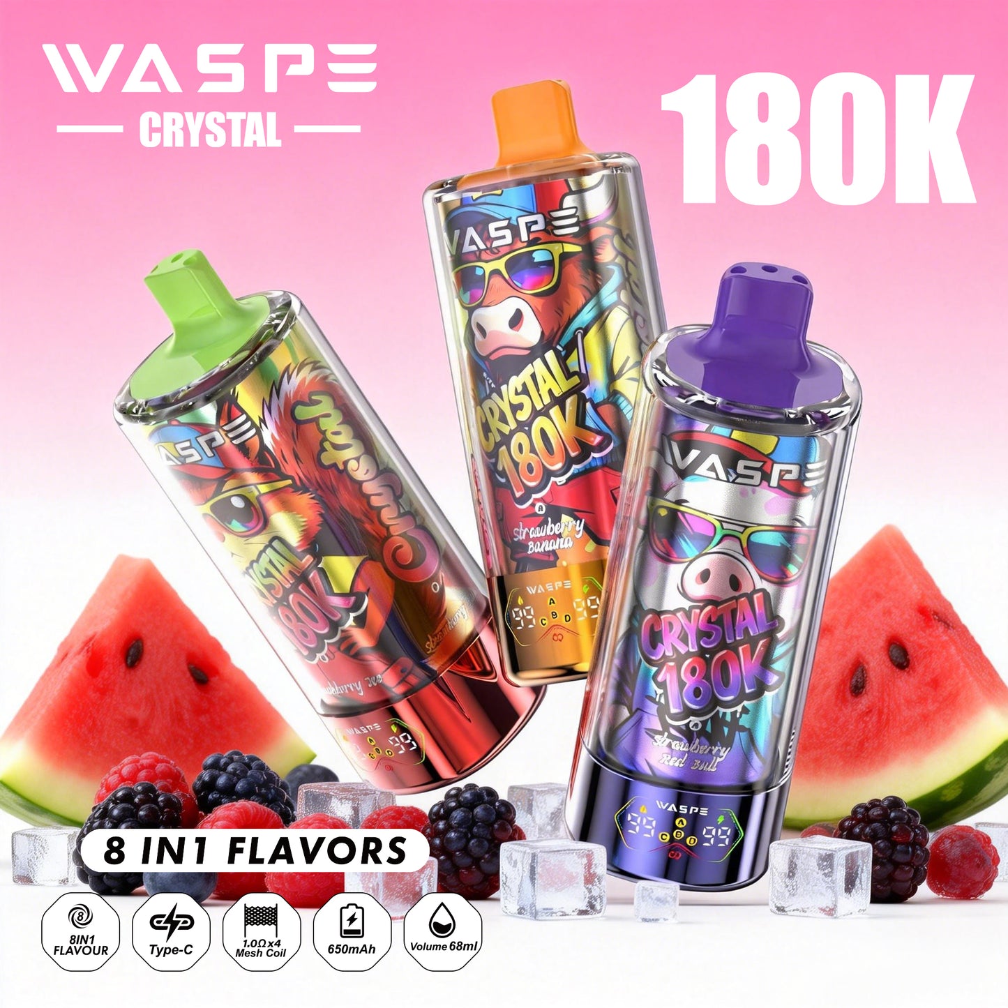 Waspe Crystal 180.000 180K Puffs 8-in-1 Einweg-Vape