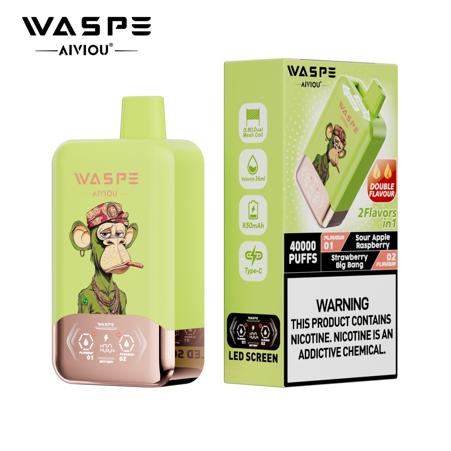 Waspe FIHP 40000 40K Puffs Double Flavors Einweg-Vape
