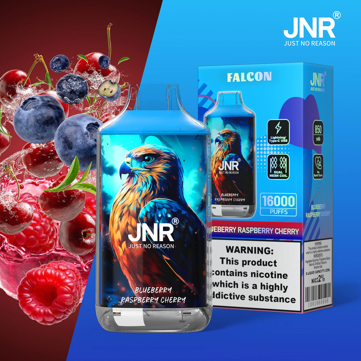 (10 Stück) JNR Falcon 16000 16K Puffs Einweg-Vape 2%