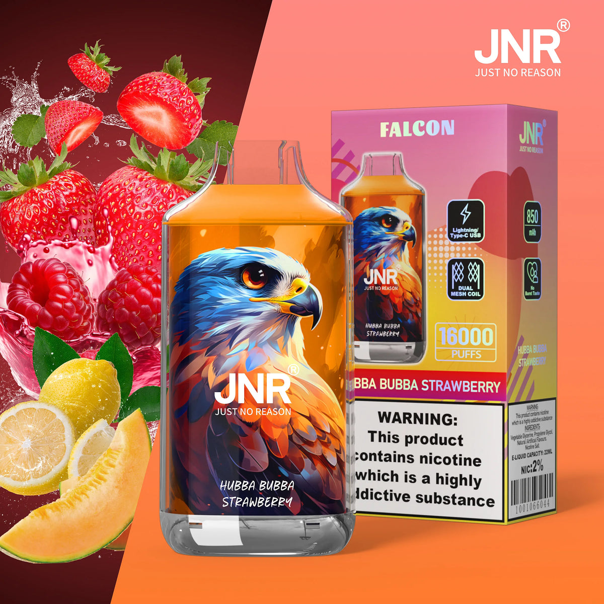 (10 Stück) JNR Falcon 16000 16K Puffs Einweg-Vape 2%