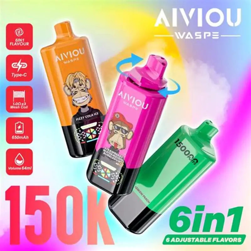 WASPE AIVIOU 150.000 150K Puffs 6-in-1 Einweg-Vape