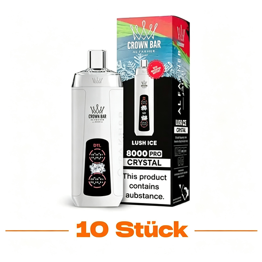 (10 Stück) AL Fakher Crown Bar Crystal 8000 8K Puffs Einweg-Vape