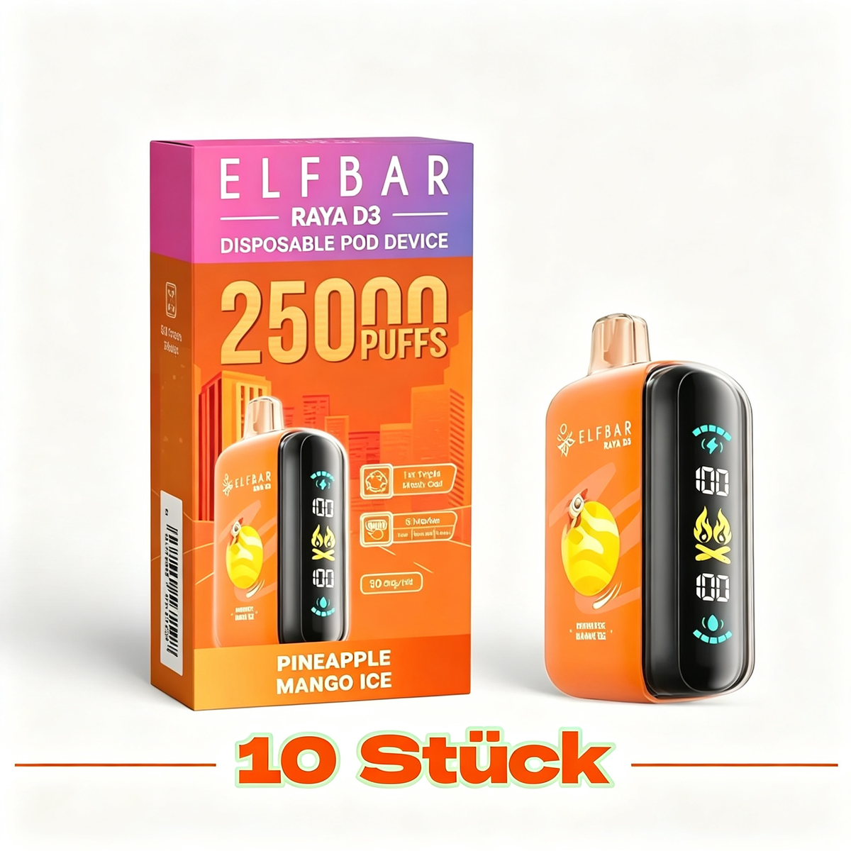 (10 Stück) Elfbar Raya D3 25.000 Puffs 5 % Einweg-Vape   Aromen