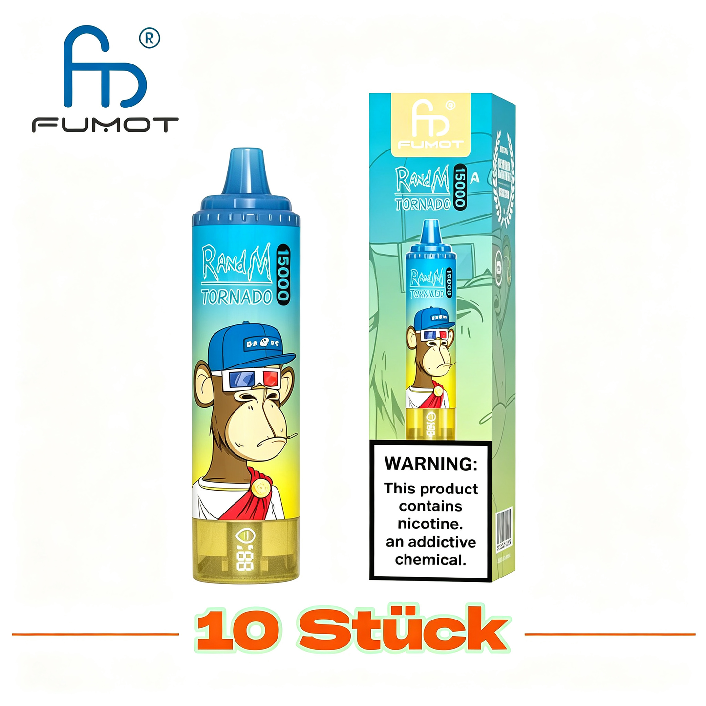 (10 Stück) Fumot RandM Tornado 15000 15K Puffs Einweg-Vape 2%