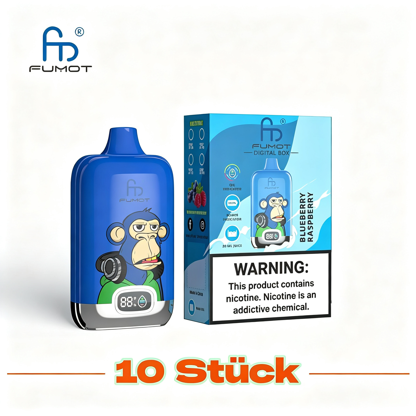 (10 Stück) Fumot RandM Digital Box 12000 Einweg-Vape 2%