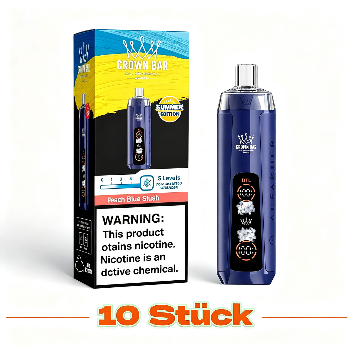 (10 Stück) AL Fakher Crown Bar Crystal 8000 8K Puffs Einweg-Vape